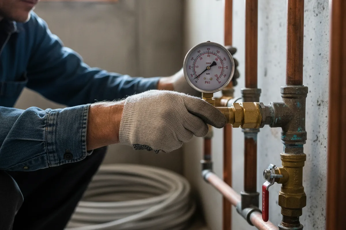 Pressure testing a repaired line during Water Line Repair in Nashville